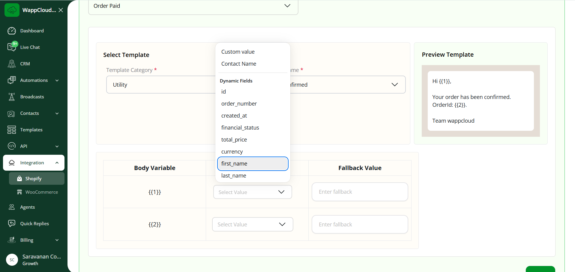 Shopify template dynamic fields