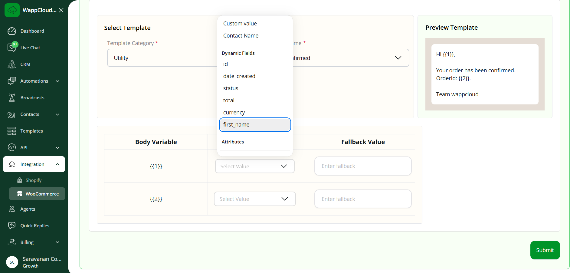 WooCommerce template dynamic fields