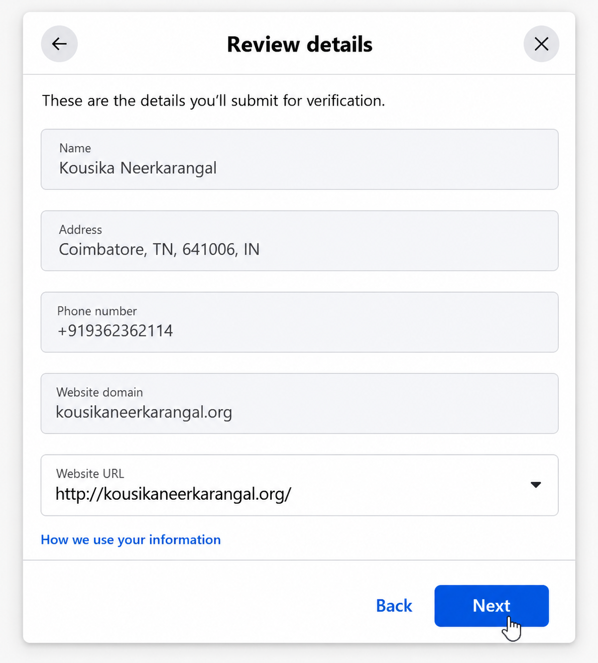 Figure 7.7 — Review details screen