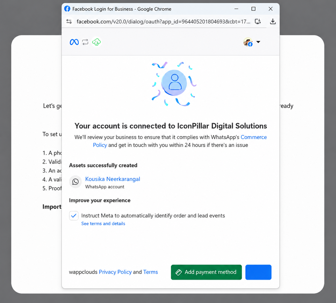 Figure 5.8 — Connection completion screen