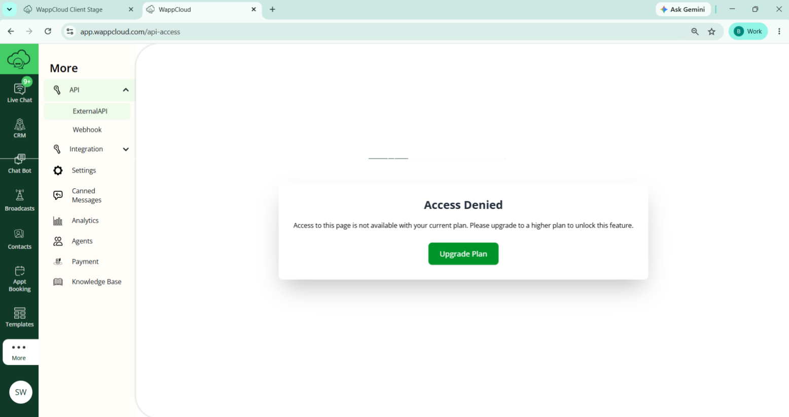 Access denied message
