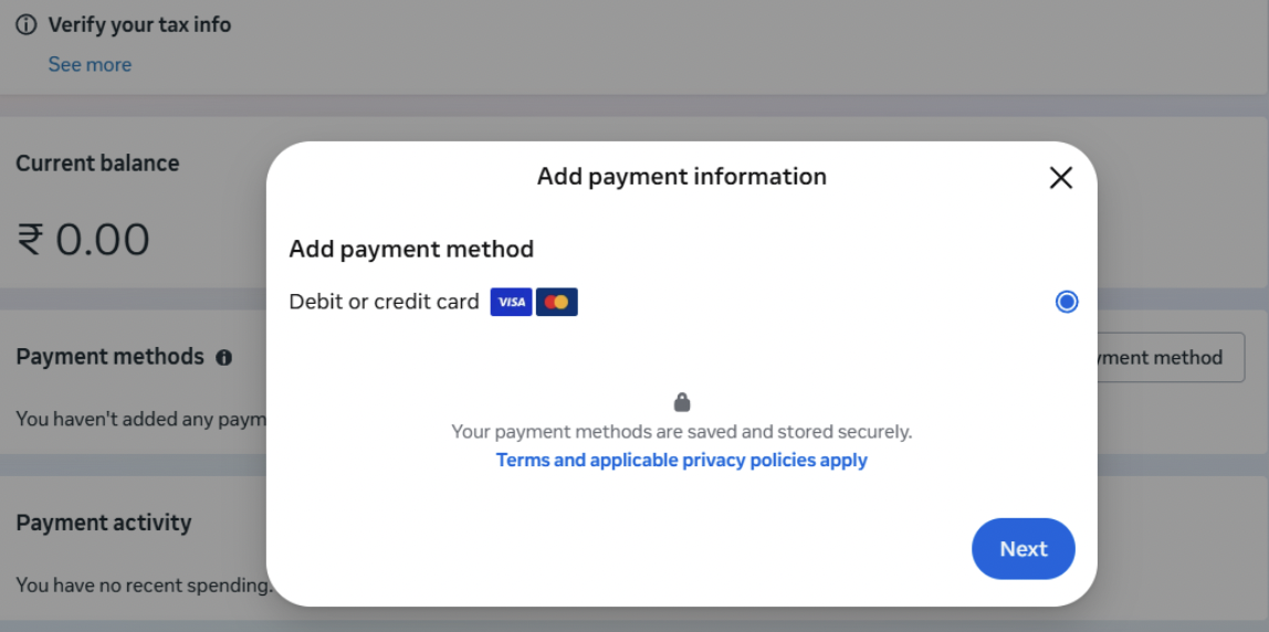 Choose payment method