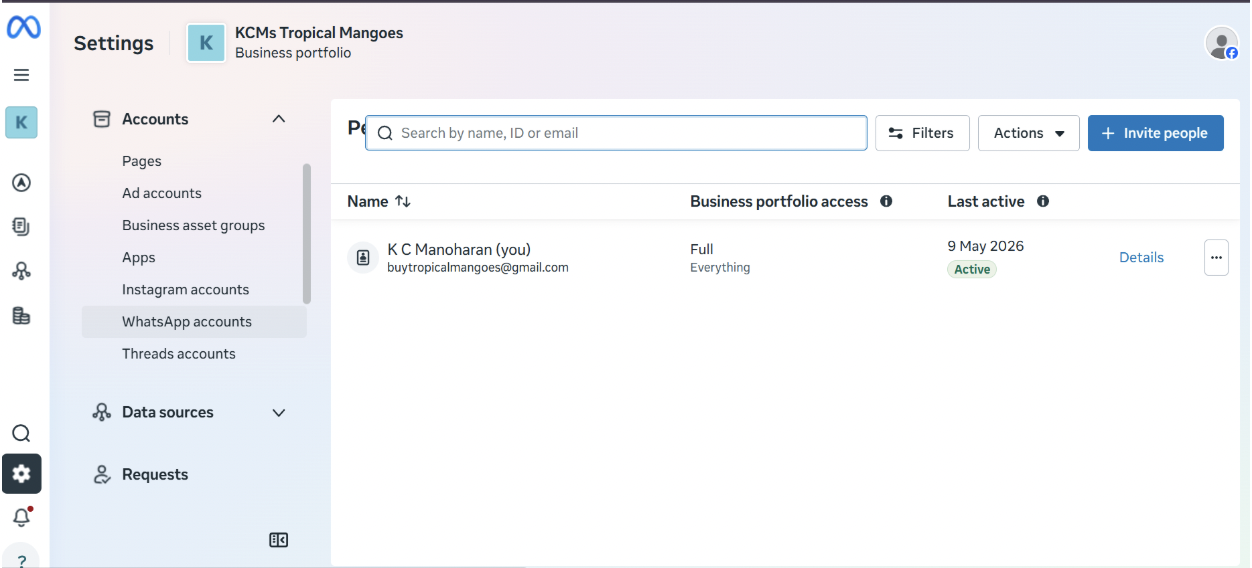Figure 6.2 — Settings icon in Meta Business Suite