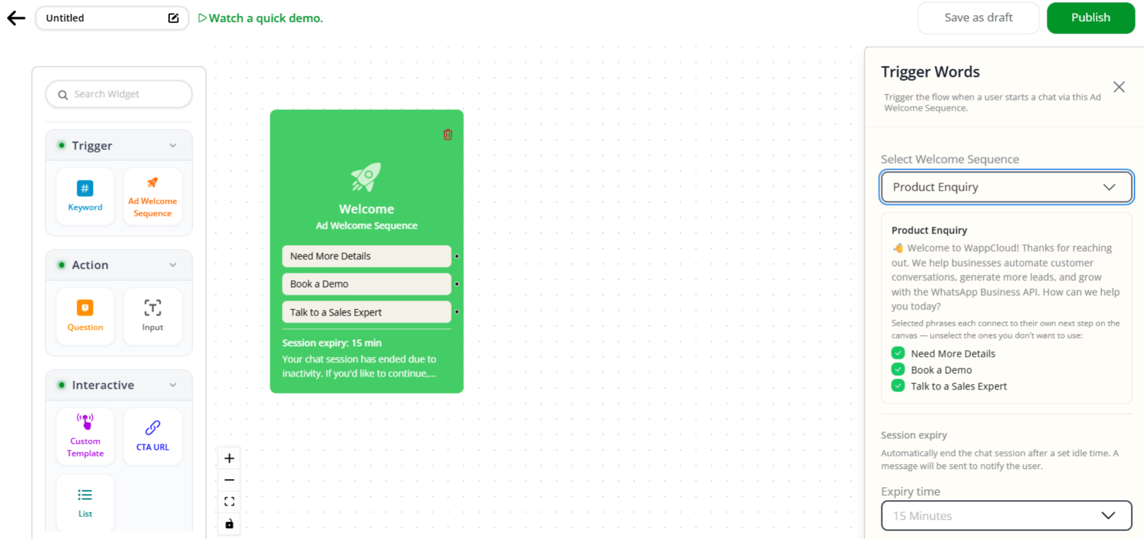 Welcome Sequence dropdown